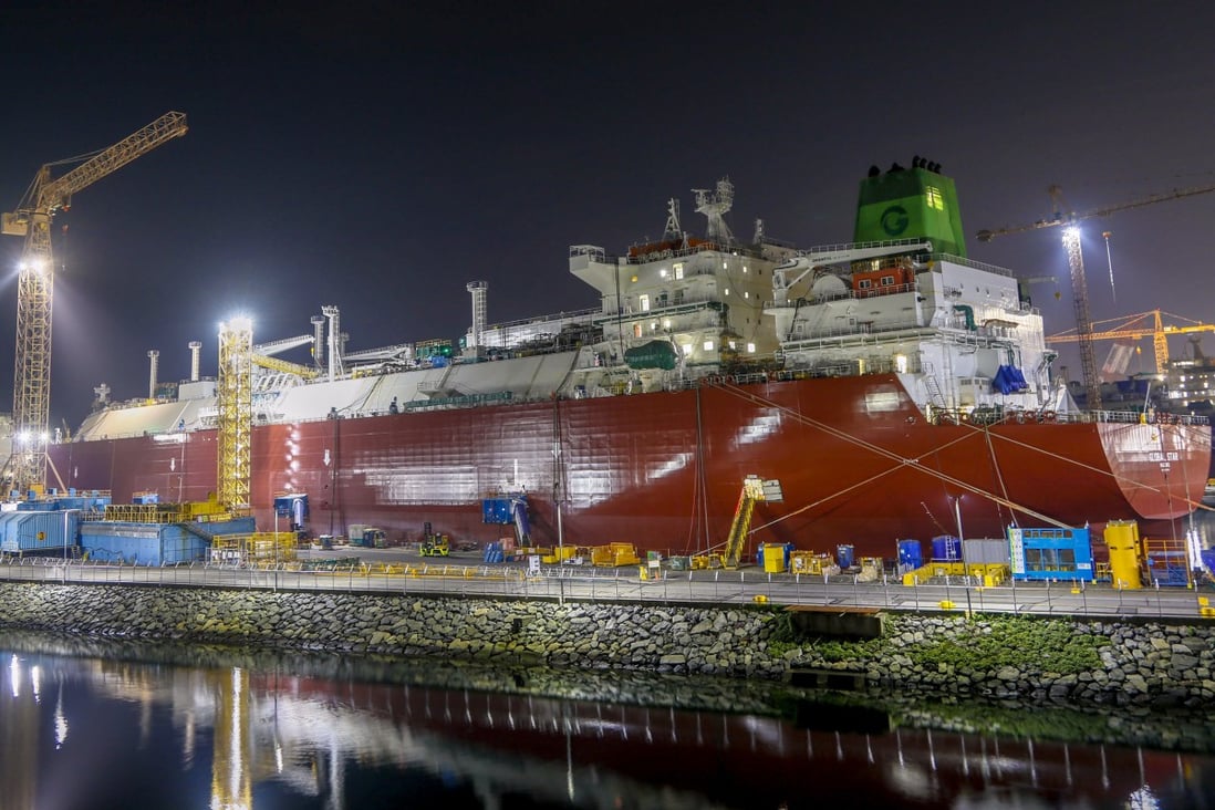 A liquefied natural gas (LNG) carrier is built in Geoje, South Korea. Photo: Getty Images