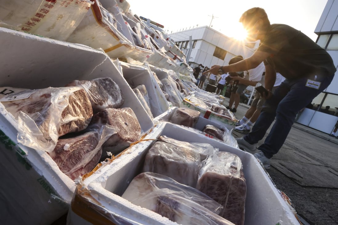 More than 3.1 tonnes of Wagyu beef worth HK$6.35 million has been seized in two anti-smuggling operations. Photo: Jonathan Wong