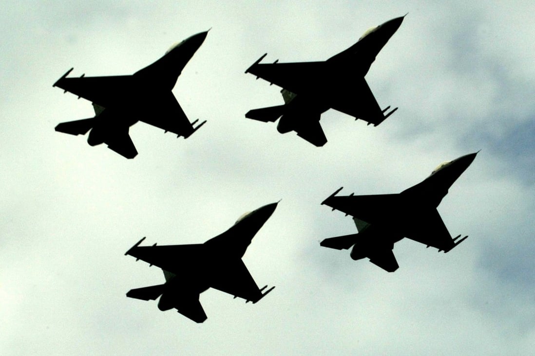 Pakistan Air Force F-16 fighter jets fly in formation during a ceremony in Islamabad in 2005. The US recently approved a US$450 million package to maintain and upgrade Pakistan’s fleet of F-16s. Photo: AP