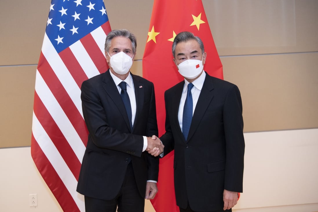 Foreign Minister Wang Yi (right) shakes hands with US Secretary of State Antony Blinken at the United Nations headquarters in New York on Friday. Photo: Xinhua