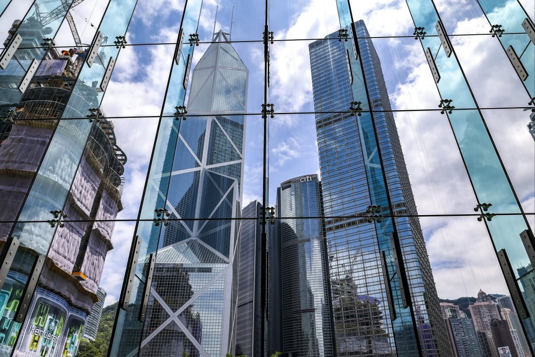 Commercial buildings in Central on May 17. The sharp fall in grade A office rents – down 30 per cent since their peak in mid-2019 – has finally abated. Photo: Dickson Lee