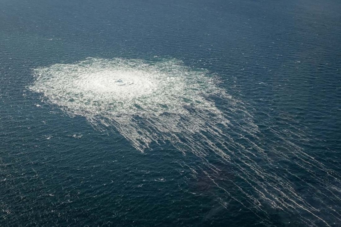 Gas bubbles from the Nord Stream 2 leak reaching the surface of the Baltic Sea near Bornholm, Denmark. Photo: Reuters