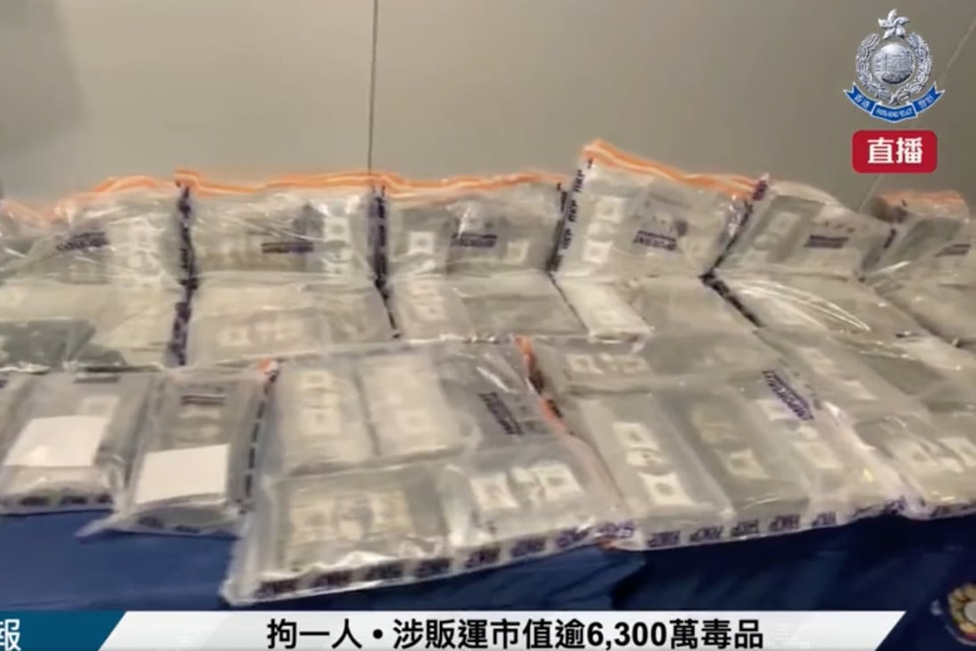 Hong Kong police arrested one man and seized 62kg of cocaine worth about HK$63 million. Photo: Facebook