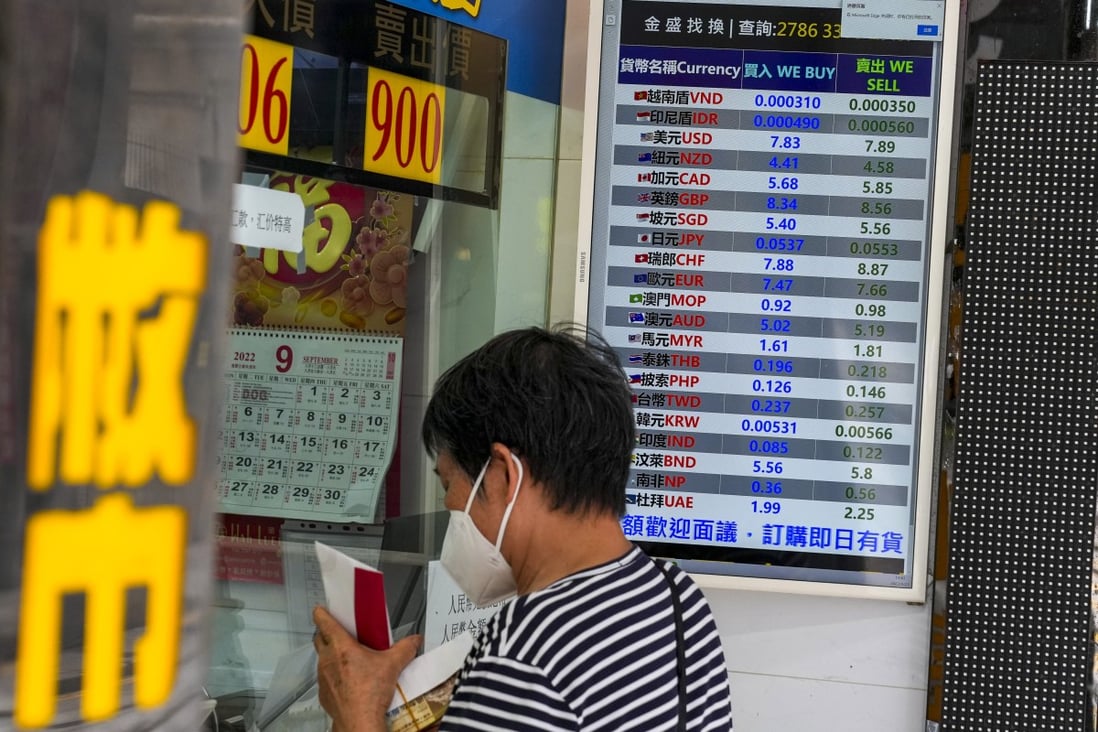 A currency exchange shop in Sheung Wan, Hong Kong, on September 27. Photo: Sam Tsang