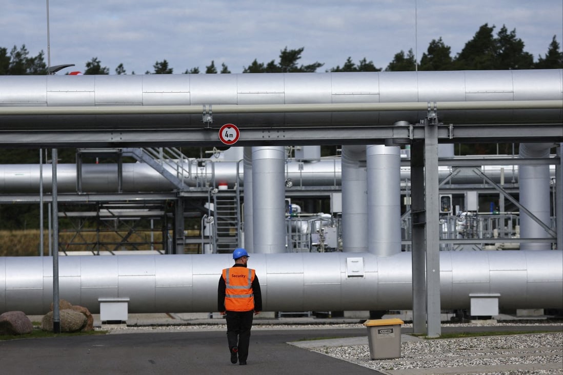A security guard walks in front of the landfall facility of the Baltic Sea gas pipeline Nord Stream 2 in Lubmin, Germany, on September 19. Photo: Reuters