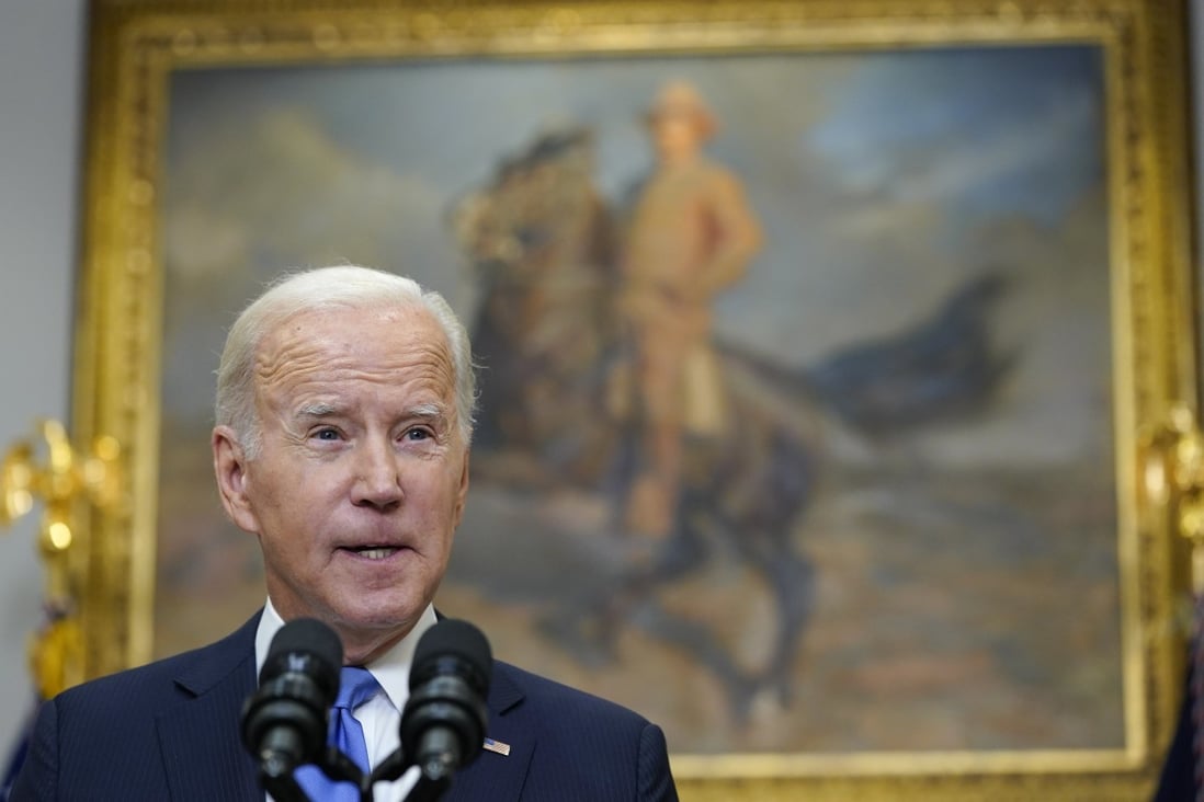US President Joe Biden speaking at the White House on Friday about Russia and its “fraudulent” annexation of four Ukrainian regions. Photo: AP