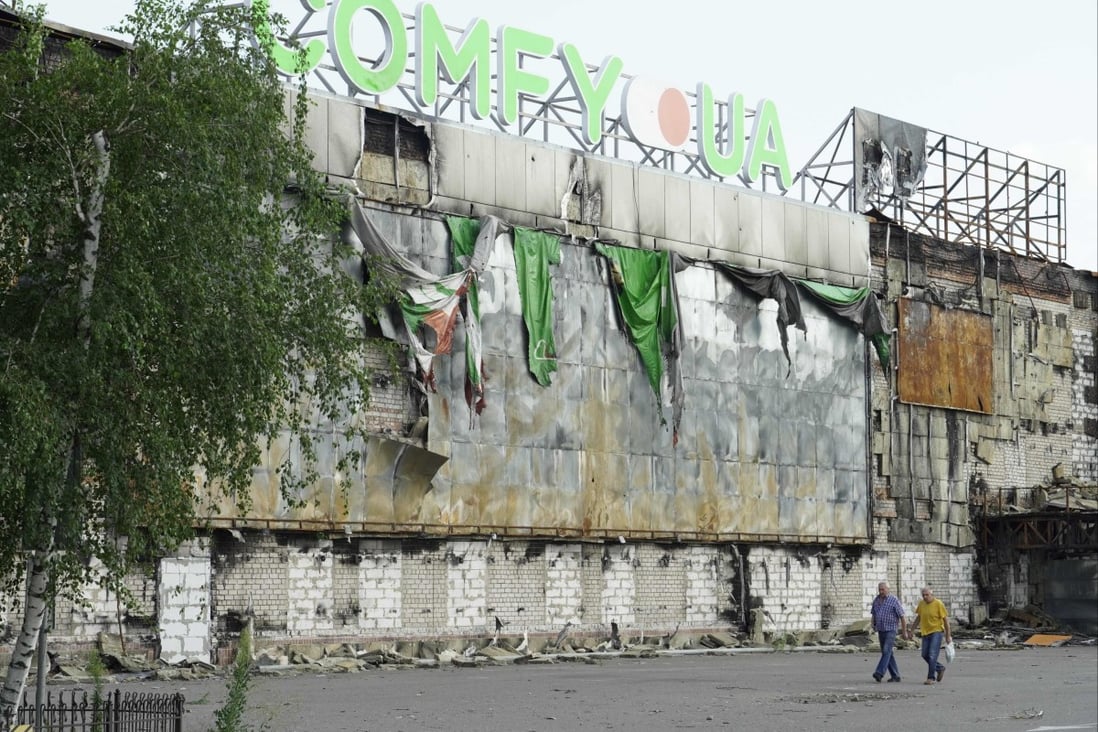The Fabrika shopping mall in the city of Kherson that was destroyed in July by Russian forces. Photo: AFP