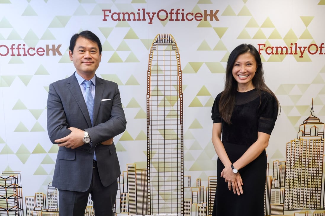 InvestHK family office leaders Dixon Wong (left) and Christine Ho, pictured at Fairmont House in Central on October 6, 2022. Photo: SCMP / Dickson Lee