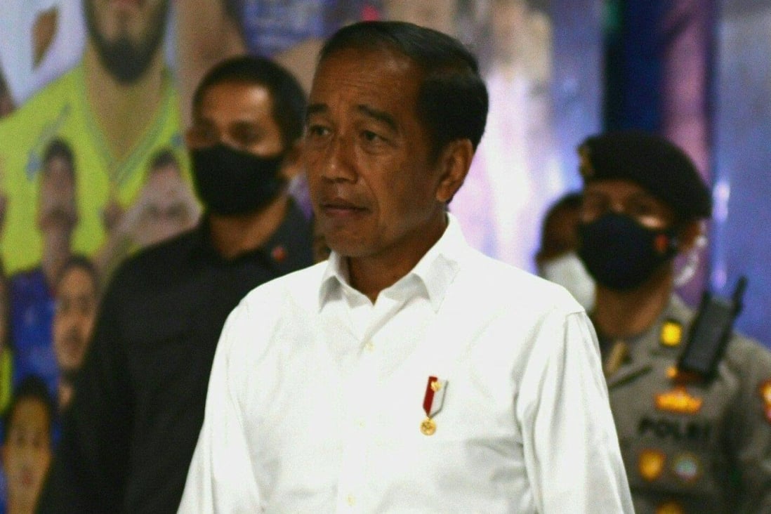 Indonesia’s President Joko Widodo visiting the Kanjuruhan stadium following a fatal stampede. Constitutional rules bar Widodo, president since 2014, from running in the 2024 presidential election. Photo: AFP