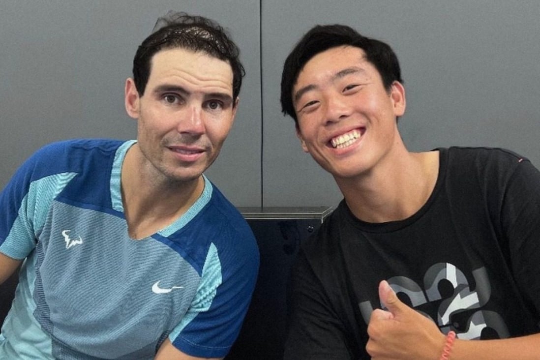 Coleman Wong and Rafael Nadal pose for a photo after their practice session. Photo: Facebook