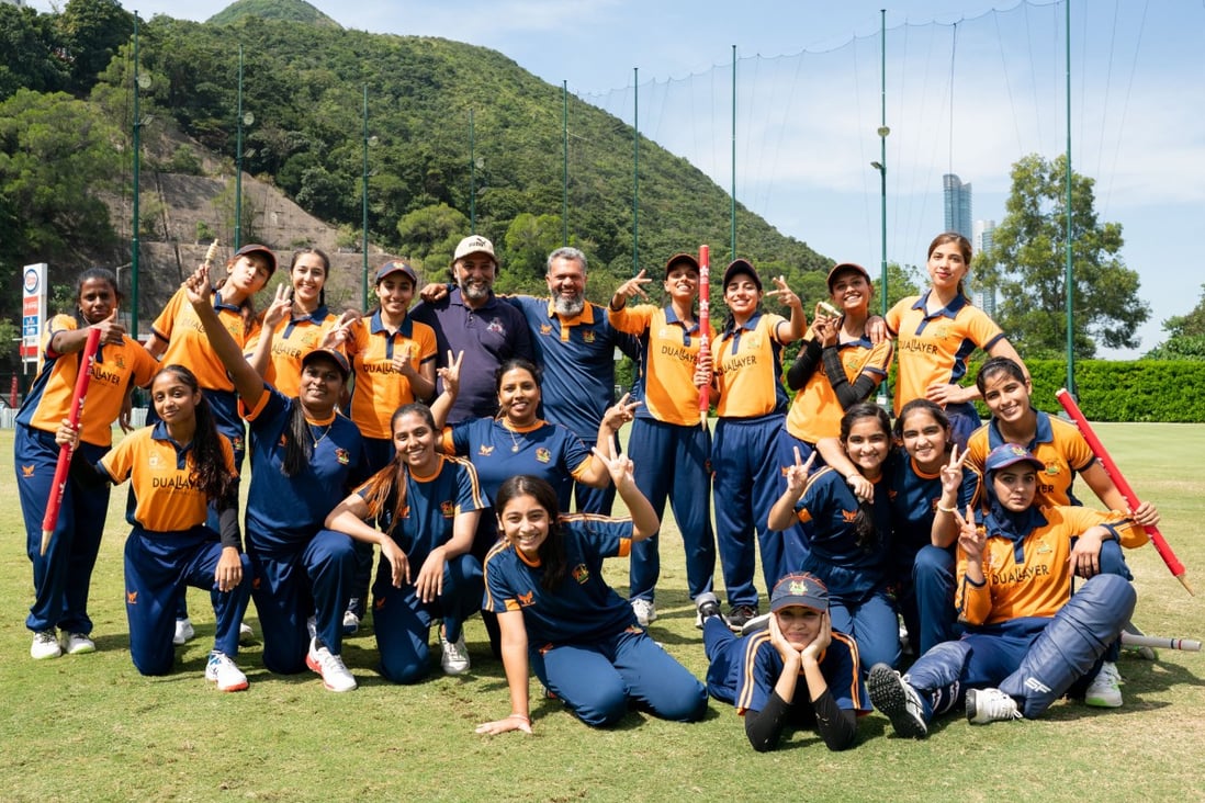 Diasqua Little Sai Wan CC celebrate winning the Women’s T20 Premier League trophy after being Hong Kong CC by six wickets at Hong Kong Cricket Club. Photo: Panda Man/Takumi Images.