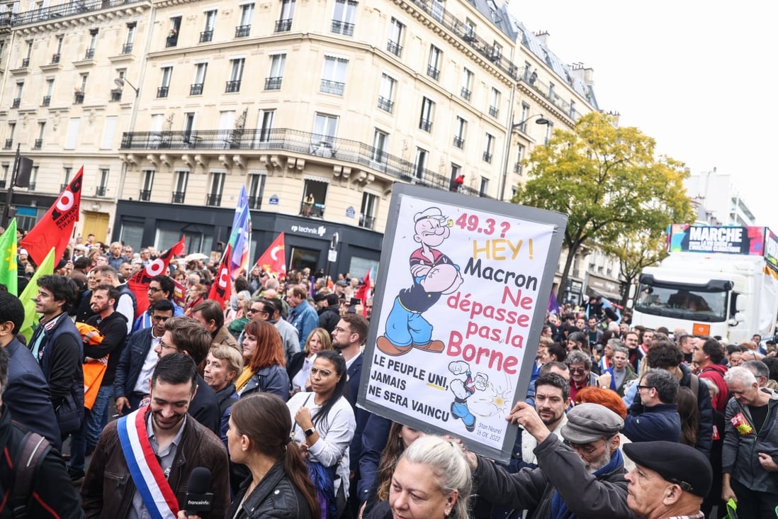 Protesters in Paris participate in a rally against rising prices in France on Sunday. Photo:  EPA-EFE