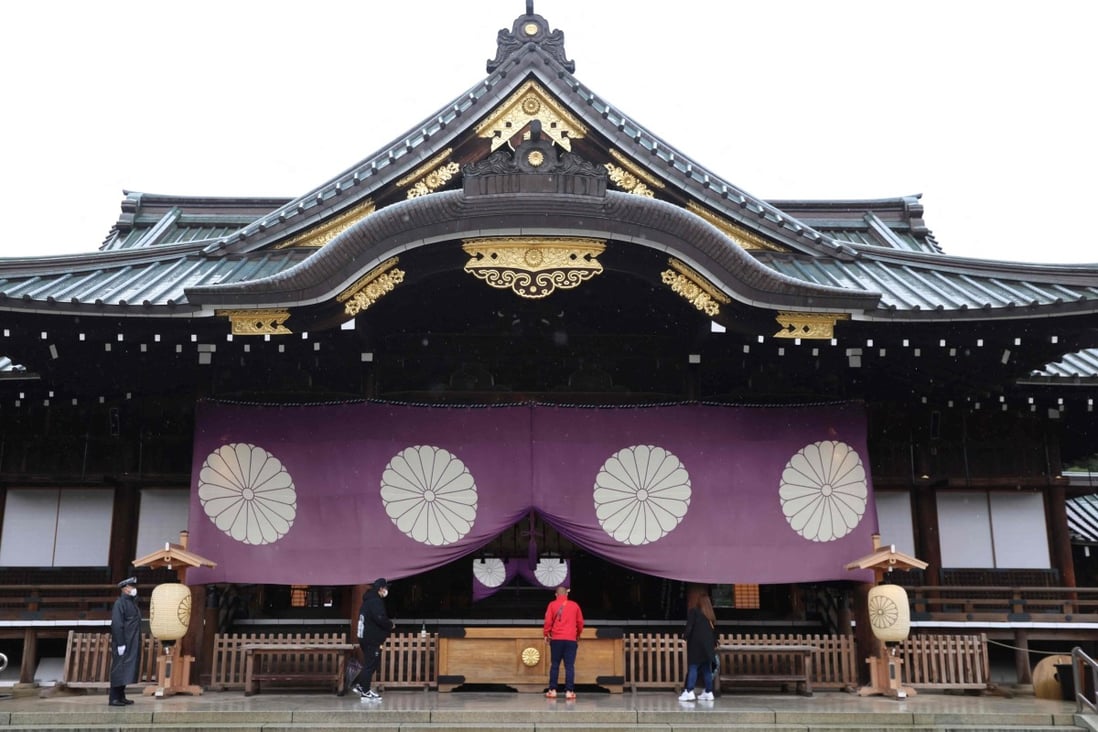 Prime Minister Fumio Kishida on Monday sent a ritual offering to the war-linked Yasukuni shrine in Tokyo, a source of diplomatic friction with some of Japan’s Asian neighbors who view it as a symbol of Japan’s past militarism. Photo: AFP/File
