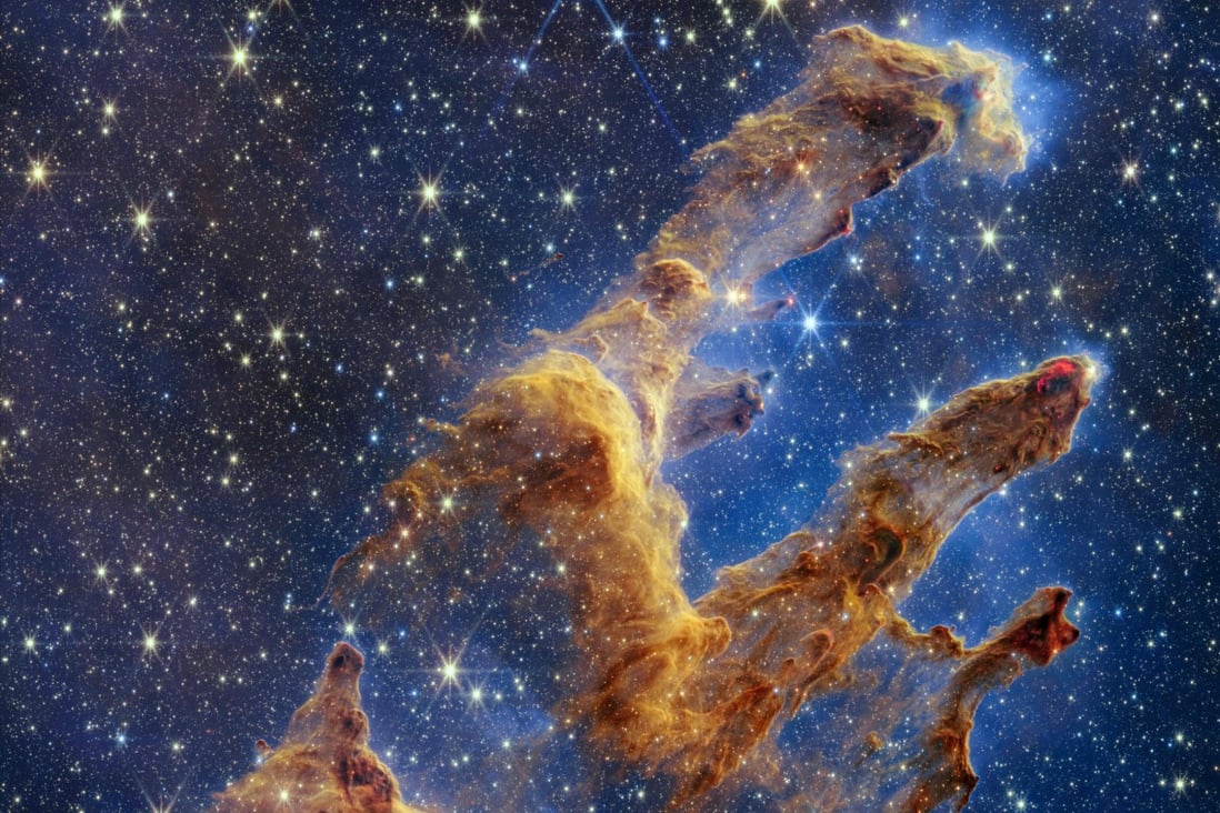 The Pillars of Creation are seen in an image from Nasa’s James Webb Space Telescope. Image: Nasa/ESA/CSA via AFP