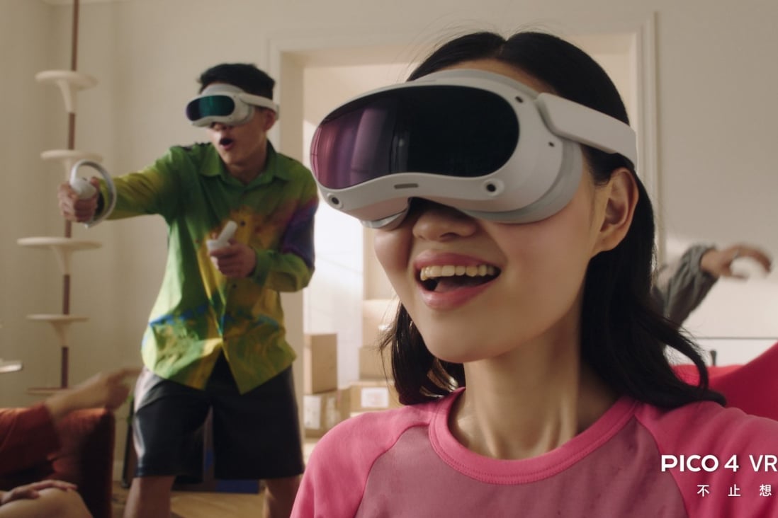 A promotional poster showing people using the Pico 4 VR headset. Photo: Handout