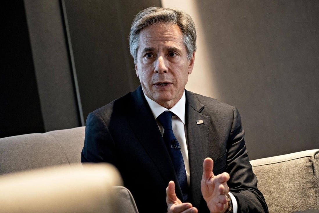 Antony Blinken, US secretary of state, speaks during an interview in Washington on Wednesday. Photo: Bloomberg