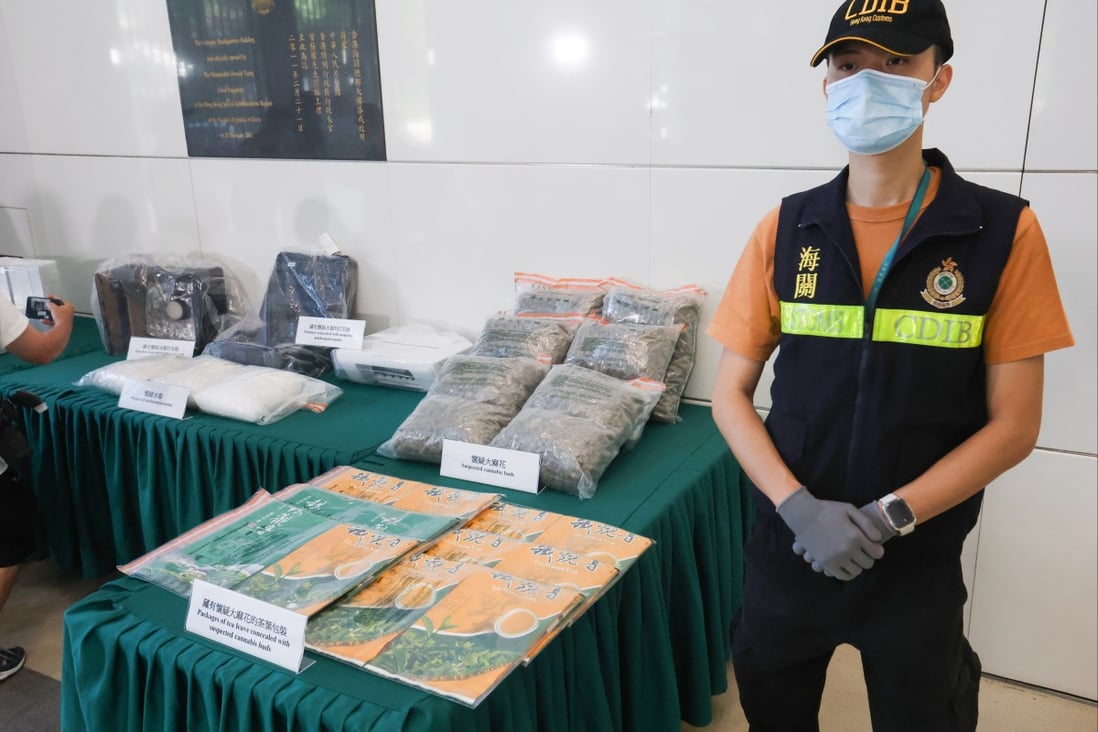 The Hong Kong Customs and Excise Department displays the drugs it seized during recent operations. Photo: Edmond So