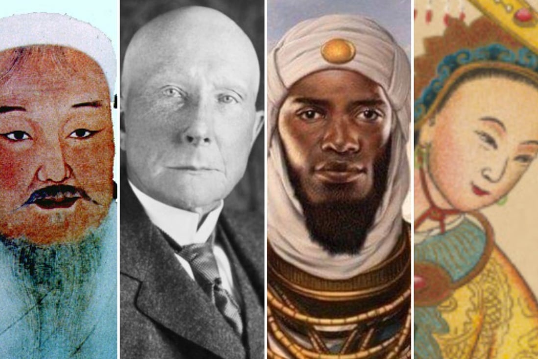 Genghis Khan, John D. Rockefeller, Mansa Musa, Empress Wu and Catherine the Great all had immense wealth. Photos: Handout; Shutterstock; @Dr_TheHistories/Twitter; Mary Evans Picture Library; @catherinee_thee_greatt/Instagram