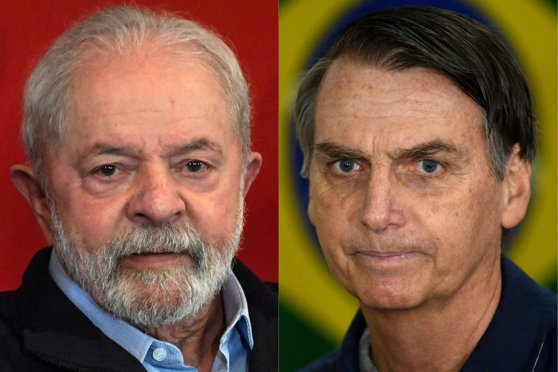 Brazil’s far-right President Jair Bolsonaro faces leftist Luiz Inacio Lula da Silva in a second round election on Sunday. Photo: AFP