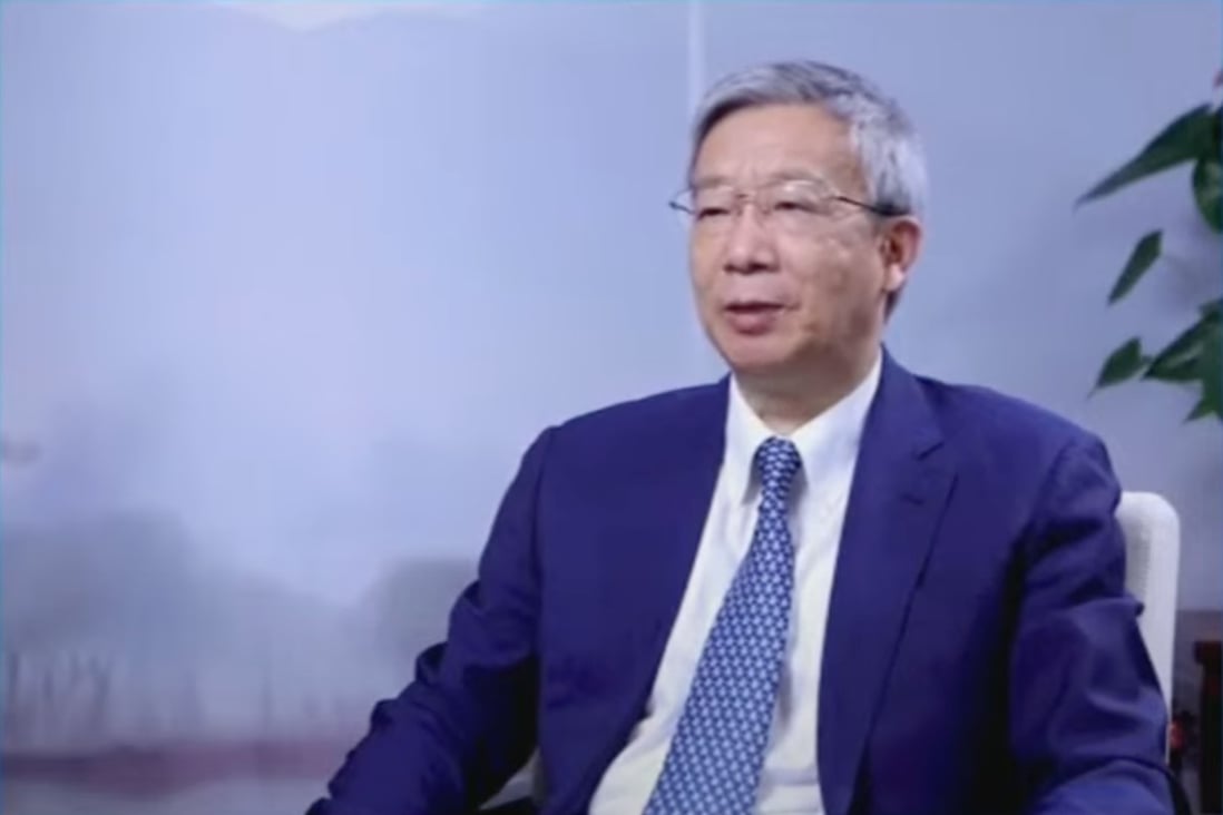 Yi Gang, governor of the People’s Bank of China, appeared in pre-recorded video on Wednesday at the Global Financial Leaders’ Investment Summit conference. Photo: YouTube