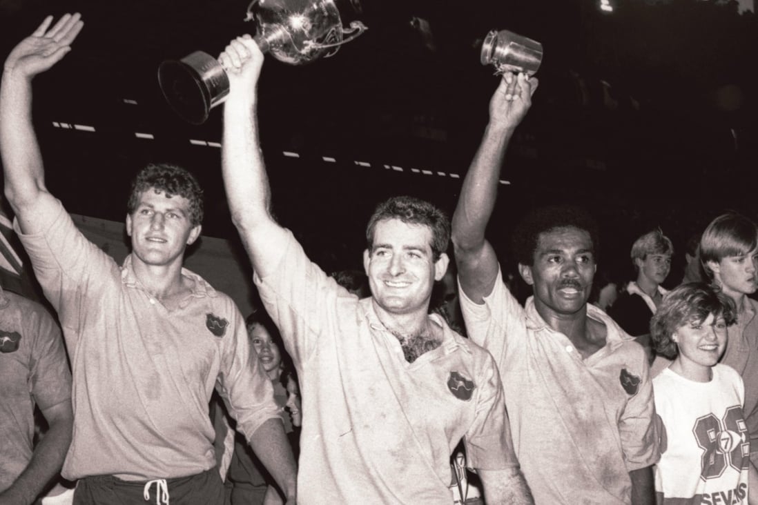 David Campese holds the Cup aloft when the Wallabies last won the Hong Kong Sevens, in 1988. Photo: SCMP