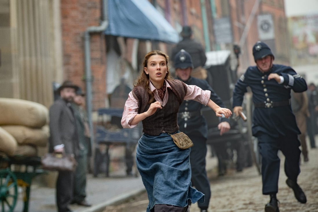 Millie Bobby Brown as Enola Holmes in a still from Enola Holmes 2. This movie kicks off a slew of sequels to some of Netflix’s best-loved movies. Photo: Netflix
