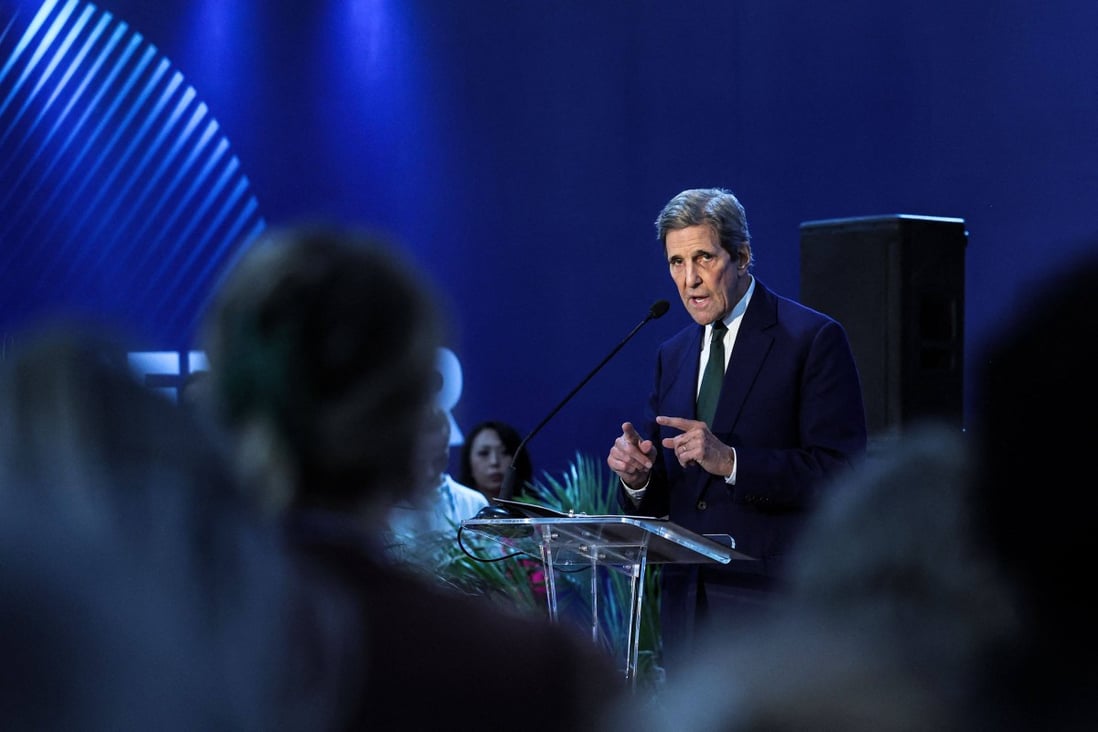 US Special Presidential Envoy for Climate John Kerry speaks during the COP27 climate conference in Sharm el-Sheikh on Tuesday. Photo: AFP