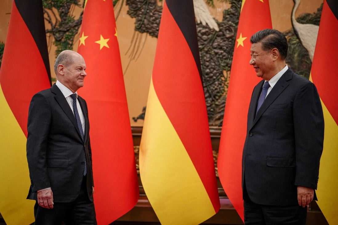 German Chancellor Olaf Scholz meets Chinese President Xi Jinping in Beijing on November 4. Scholz is the first Western leader to visit China since the pandemic began. Photo: Reuters