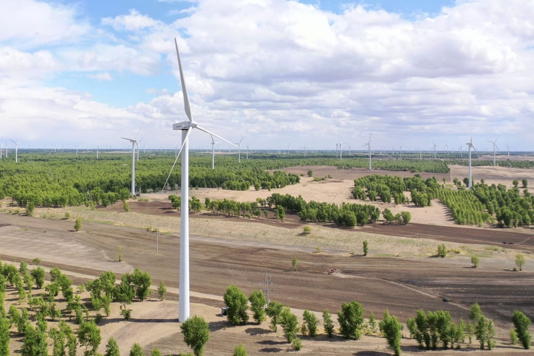 China’s “rust belt” is hoping that a push toward renewable energy, such as from this wind power station in Jilin province, will help the region reverse decades of economic stagnation. Photo: Xinhua
