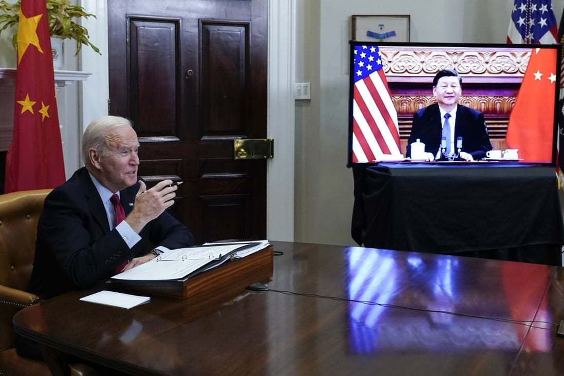 President Joe Biden meeting virtually with Chinese President Xi Jinping on November 15, 2021. A senior US official confirmed on Thursday that the two leaders would meet in person on Monday ahead of the Group of 20 sessions in Bali, Indonesia. Photo: AP 