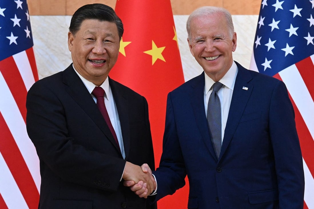 US President Joe Biden and China’s President Xi Jinping shake hands as they meet on the sidelines of the G20 Summit in Indonesia. Photo: TNS