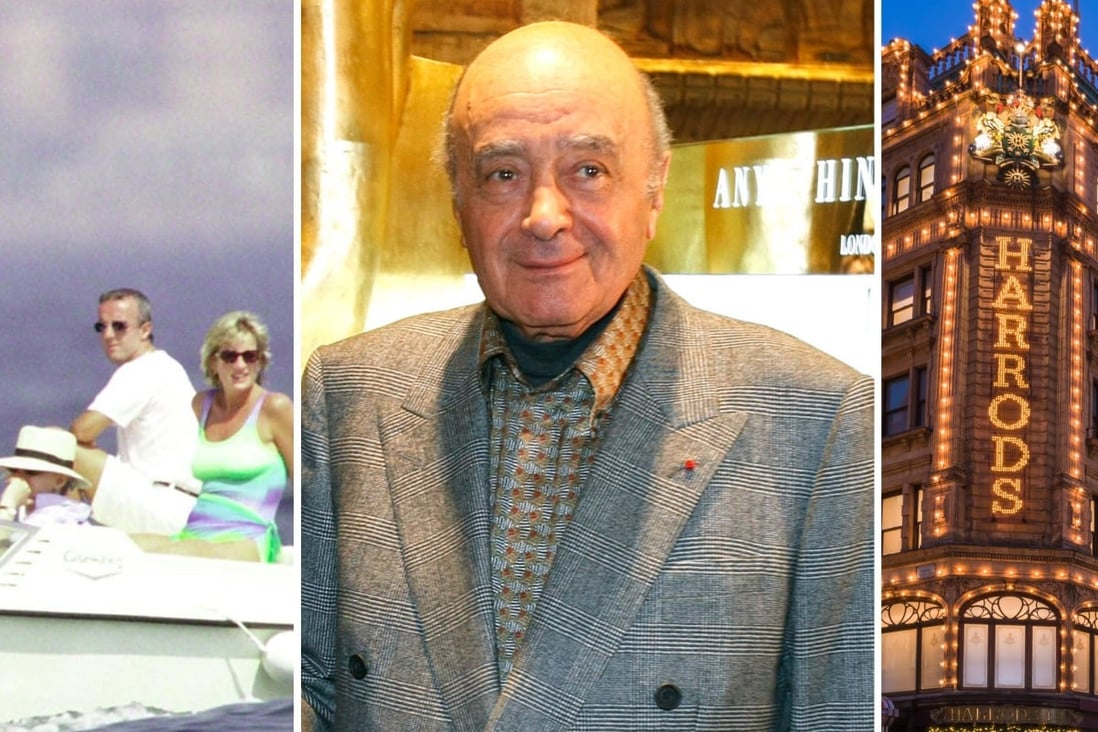 Egyptian billionaire Mohamed al-Fayed used to own Harrods department store, and also played matchmaker between Princess Diana and his son, Dodi Fayed. Photos: Getty Images, AP, Shutterstock