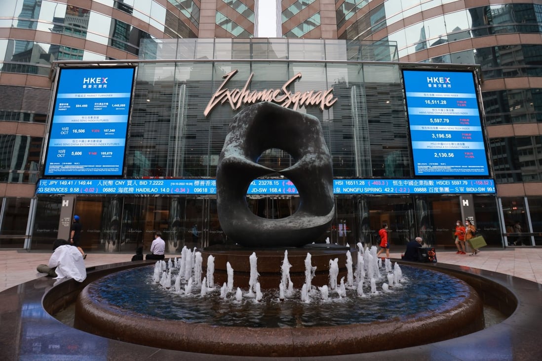 An electronic board displays the latest stock transactions outside Exchange Square in Hong Kong’s Central in this file photo from October. Photo: May Tse