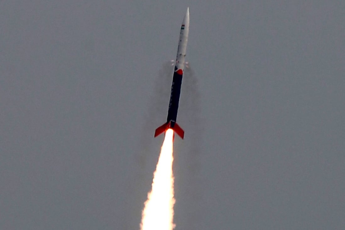 The first privately developed Indian rocket Vikram-S being launched from the Satish Dhawan Space Centre in Sriharikota. Photo: AFP