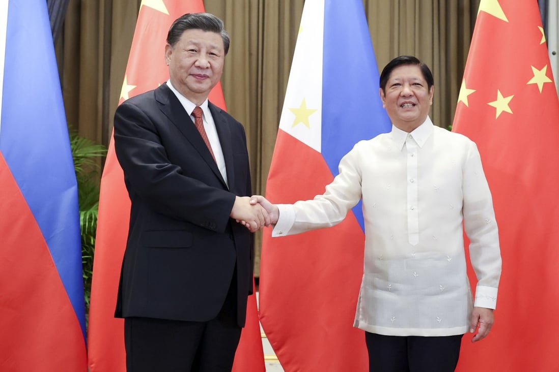 Chinese President Xi Jinping meets 
 Philippine President Ferdinand  Marcos Jnr in Bangkok, Thailand, on November 17. The leaders met in person for the first time on the sidelines of this year’s Apec Summit. Photo: Xinhua