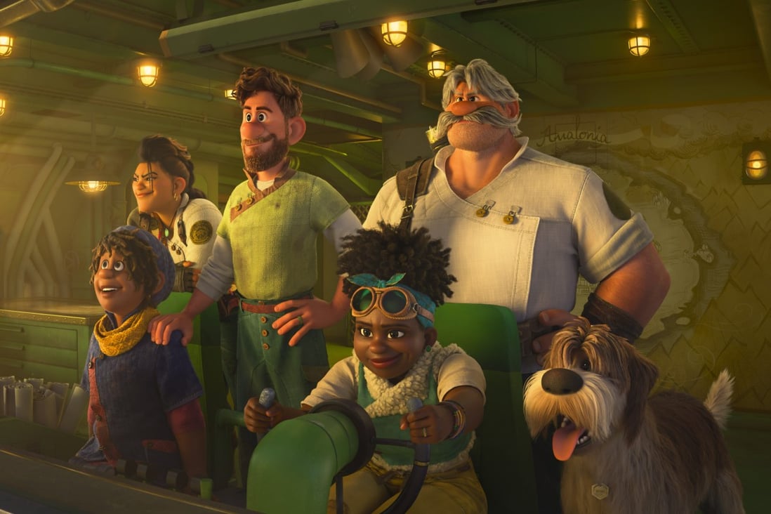 (Clockwise from top left) Lucy Liu as Callisto Mal, Jake Gyllenhaal as Searcher Clade, Dennis Quaid as Jaegar Clade, Gabrielle Union as Meridian Clade, and Jaboukie Young-White as Ethan Clade in a still from Strange World, (category I), directed by 
Don Hall and Qui Nguyen. Photo: Disney