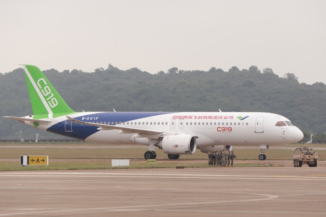 Single-aisle C919, manufactured by the state-owned Commercial Aircraft Corporation of China (Comac), is expected to compete with Boeing’s 737 and Airbus’ A320. Photo: Xinhua