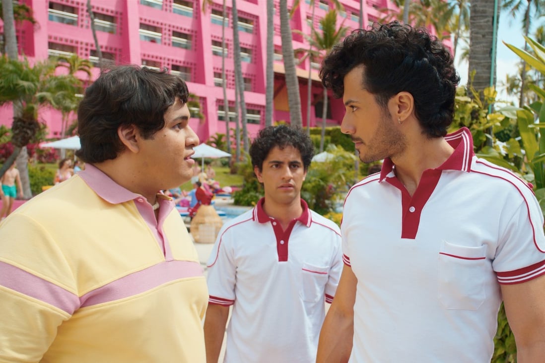 From left: Fernando Carsa, Enrique Arrizon and Rafael Cebrián in a still from Season 2 of Acapulco. Photo: Apple TV+