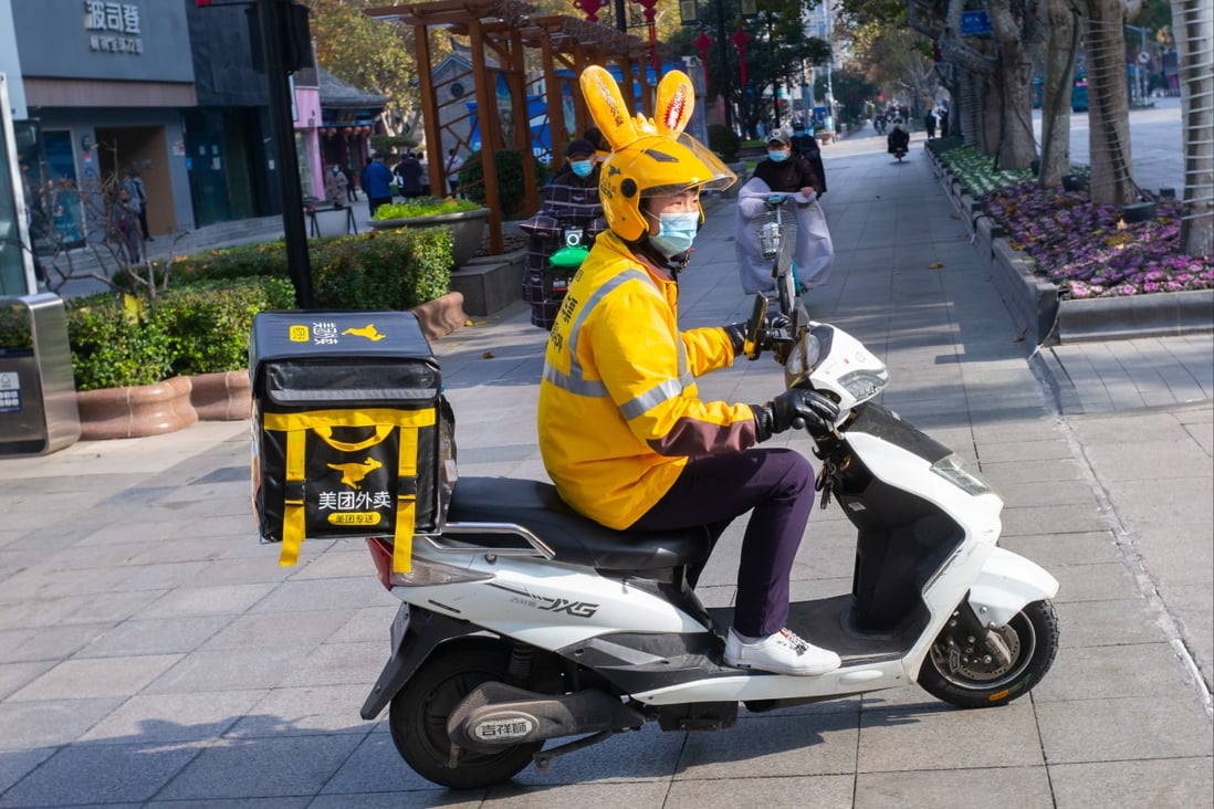 Chinese Delivery Riders Chinese delivery giant Meituan sees revenue surge 28 per cent as ...