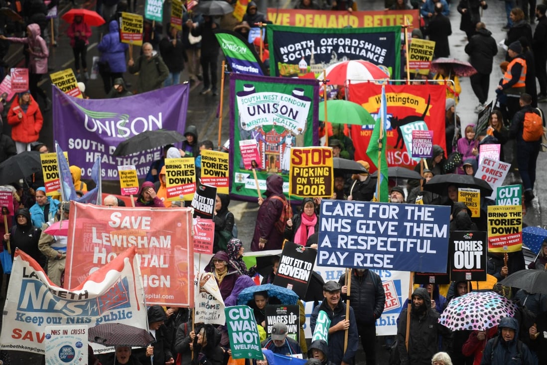 Protesters in London take part in a march calling for an end to Britain’s low pay crisis. File photo: EPA-EFE