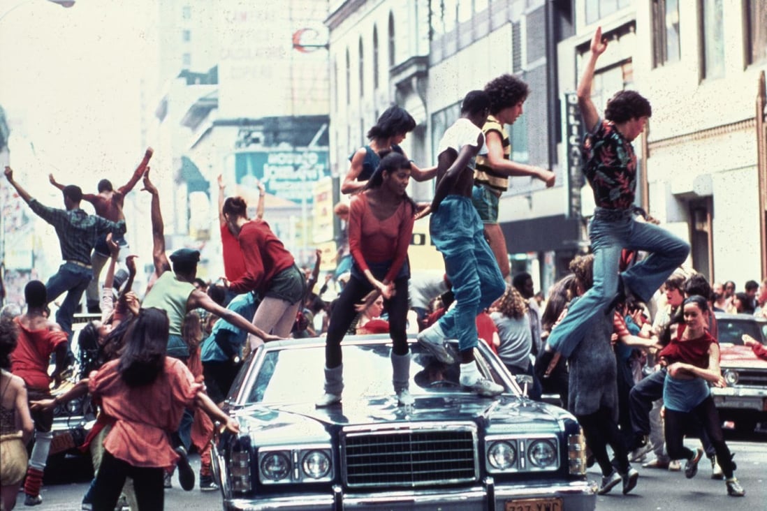A scene from ‘Fame’, the 1980 film that starred Irene Cara (pictured on the bonnet of the dar). Photo: Handout