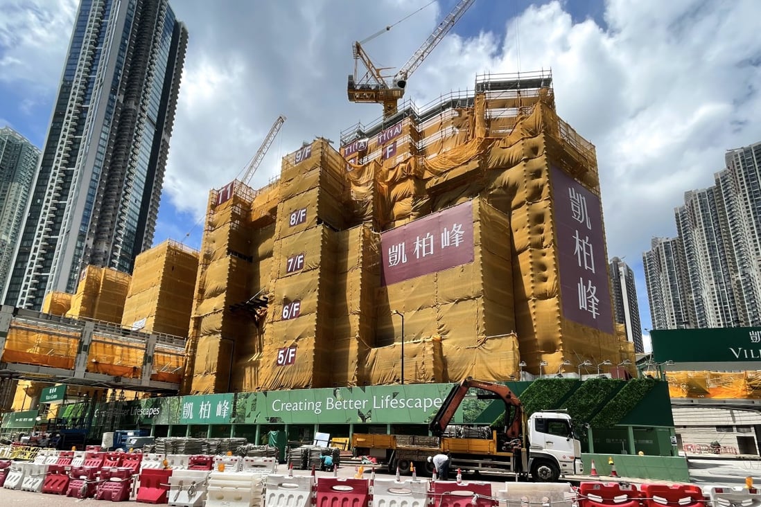 Construction is in progress at Villa Garda I in Lohas Park in Hong Kong on June 25, 2022. The property was developed by Sino Land, K Wah International and China Merchants Land. Photo: SCMP / Sun Yeung