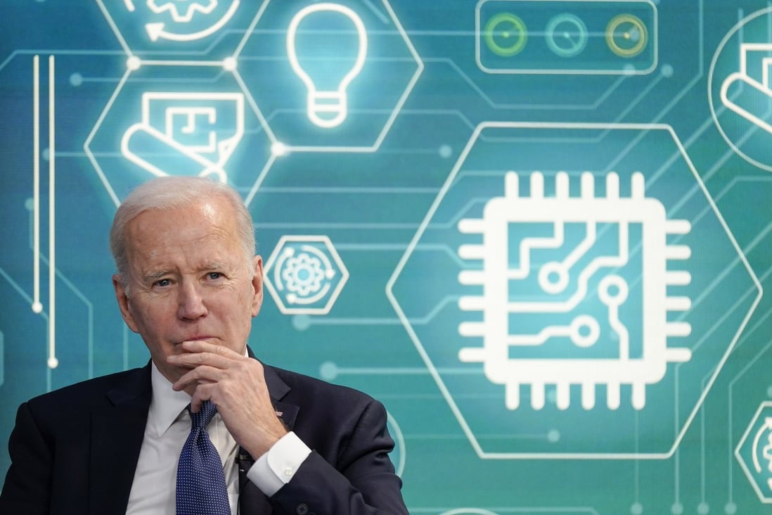 President Joe Biden attends an event on March 9 at the White House in Washington, to support legislation that would strengthen supply chains for computer chips. With Washington passing bills like the Chips Act directed at China, the US commitment to free trade is in question. Photo: AP 