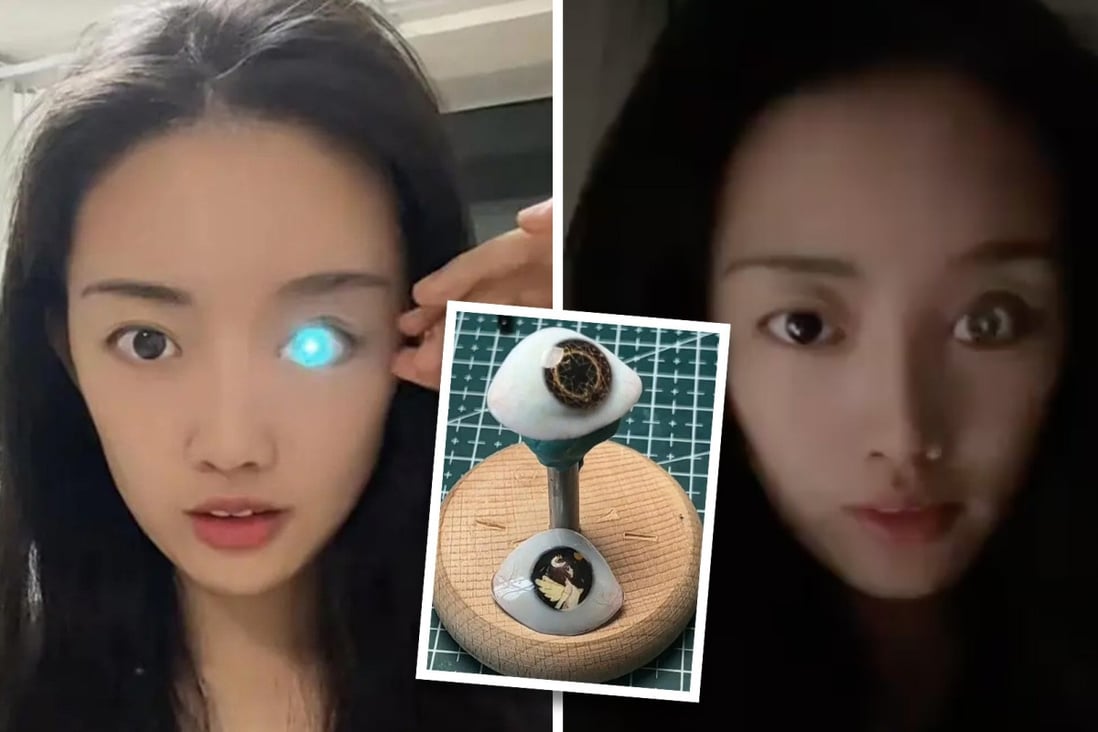 Chinese woman who lost her right eye in a car accident a decade ago has become a self-taught maker of ‘cool’ artificial eyes. Photo: SCMP Composite