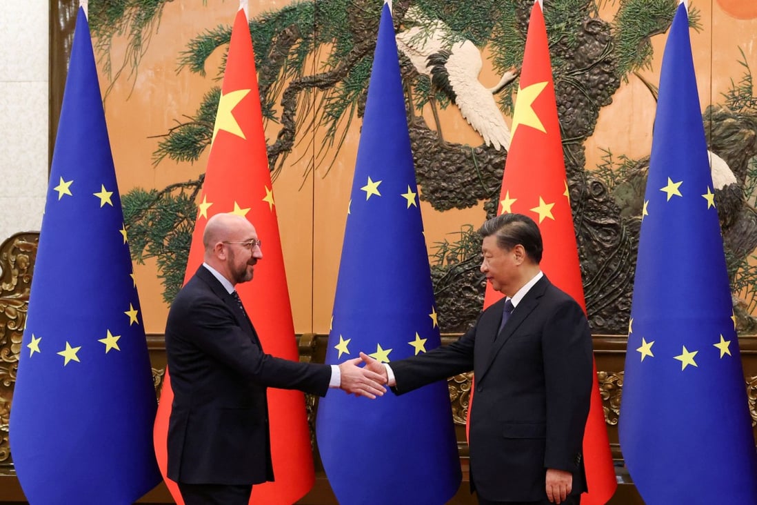 European Council President Charles Michel meets Chinese President Xi Jinping at the Great Hall of the People in Beijing. Photo: Reuters