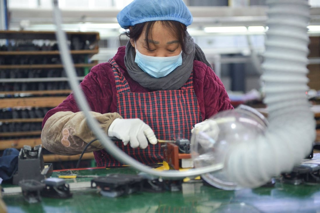 China’s Caixin manufacturing purchasing managers’ index (PMI) rose to 49.4 in November, up from 49.2 in October, data released on Thursday showed. Photo: AFP