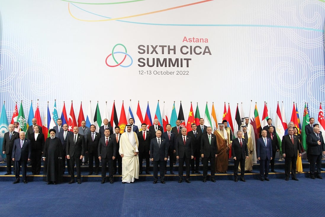 The CICA summit in October, where Kassym-Jomart Tokayev, president of host nation Kazakhstan, pledged to transform the group into an internationally recognised regional security organisation. Photo: AFP