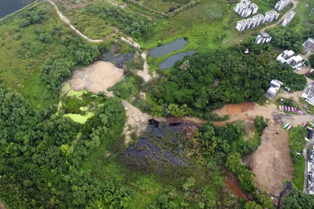 A study by an environmental group has found a brownfield site has expanded in the south of the Hong Kong Wetland Park at Tin Shui Wai. Photo: Handout