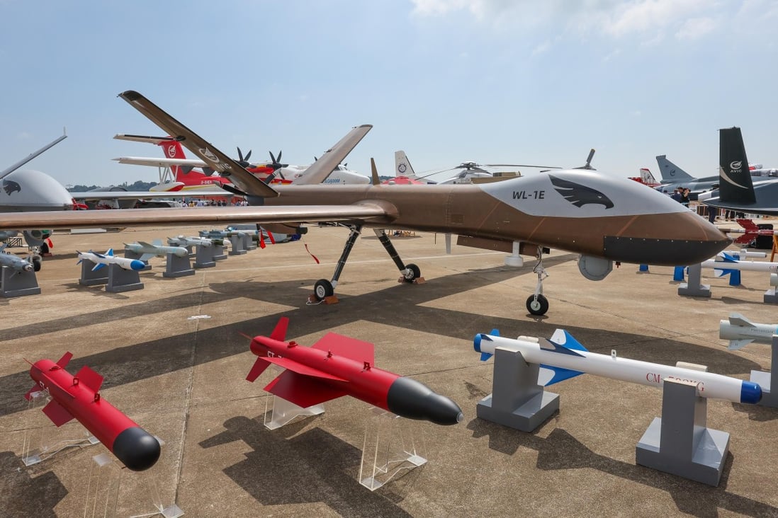 Chinese-made unmanned aerial vehicles on display at the Zhuhai air show. Photo: Xinhua