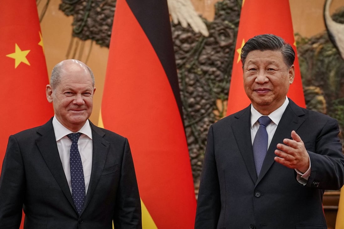 German Chancellor Olaf Scholz with Chinese President Xi Jinping in Beijing on November 4. Photo: AFP via Getty Images/TNS